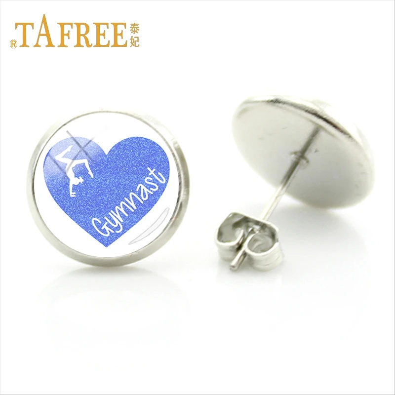 Шарм от TAFREE круглые студенческие шпильки серьги любовь гимнастика Гламурные