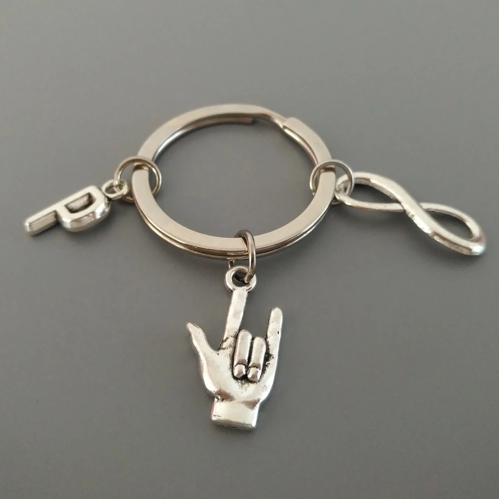 Парень/девушка брелок I Love You жест со знаком бесконечности Keydangle 26 первоначального