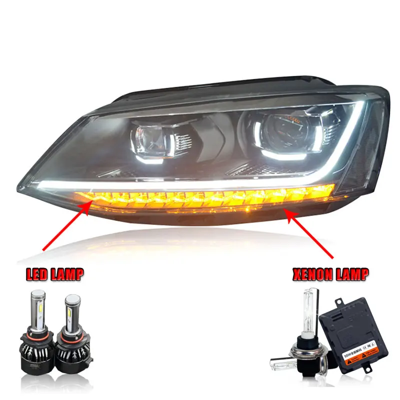 LED HighBeam 2 шт. светодиодный фары для Volkswagen Jetta 2011- светодиодный Автомобильные фары ангельские глазки комплект ксеноновых фар, Высокопрочная конструкция протовотуманная подсветка Габаритные огни - Цвет: LED HighBeam
