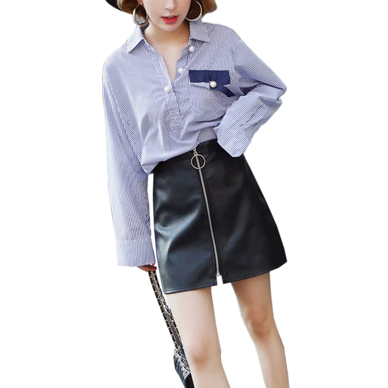 Женская облегающая мини-юбка трапециевидной формы с металлическим кольцом на