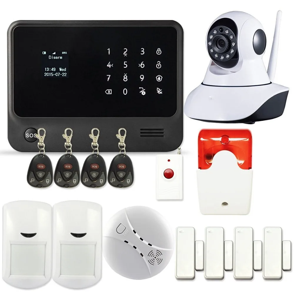 Охранная сигнализация Yobang с поддержкой Wi Fi GSM и SMS|alarm key|alarm remotealarm camera security system |