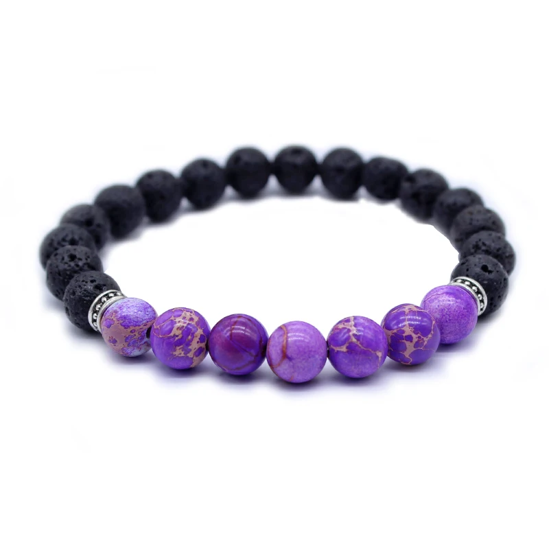 DIY Yoga Energy Healing Balance Chakra Bracelet Natural Stone Bead Buddha Bracelets For Women Purple Volcanic rocks | Украшения и
