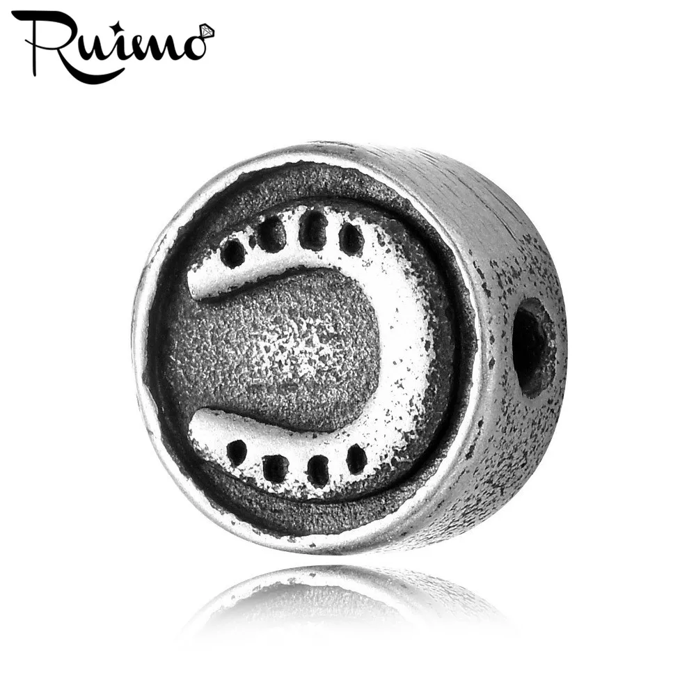 Круглые Европейские Бусины с отверстиями RUIMO из нержавеющей стали 316l 2 мм