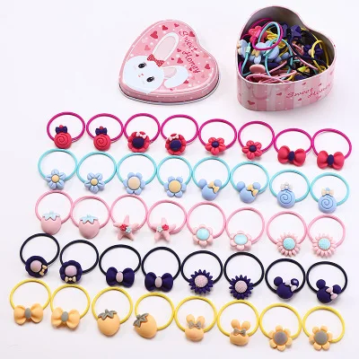 Mix Colors 40pcs 2 40 шт./лот коробка упакована милый цветок лук мультфильм Девушки эластичные ленты для волос Детские Подарочные резинки для волос канатная Резиновая лента аксессуары для волос - Цвет: Mix Colors 40pcs 2