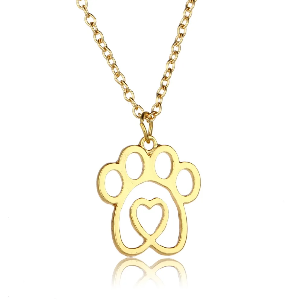 Lovely Dogs Cat Pet Paw Footprints Pendant Chain Necklace Women Animals Lovers Necklaces Friends Girls Gifts Jewelry Collier | Украшения и