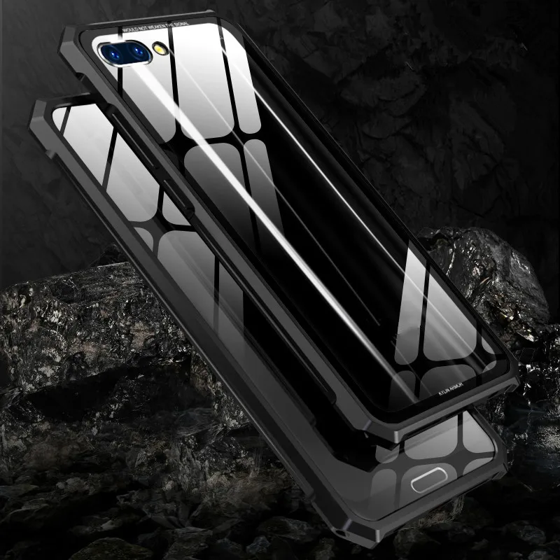 Voppton Luxury Clear Case for Huawei honor 10 case metal frame Tempered glass back cover For Honor honor10 Fundas |