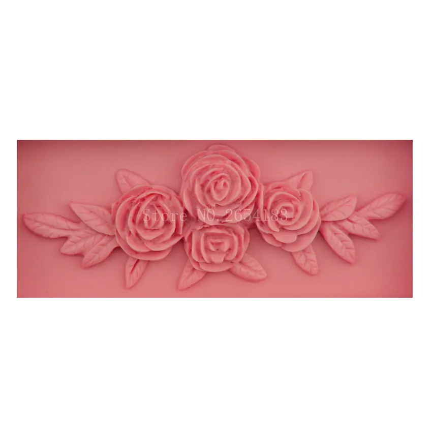 Силиконовое мыло для мастики с цветами розами и листьями 3D форма торта капкейков