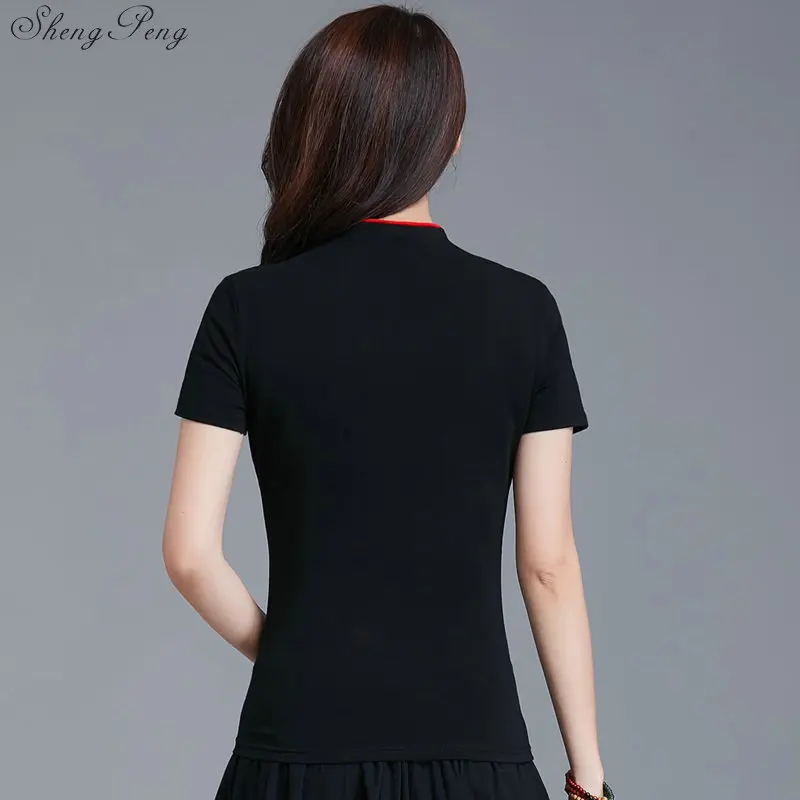 Новинка 2019 рубашка Ципао с коротким рукавом топ вышивкой традиционный китайский