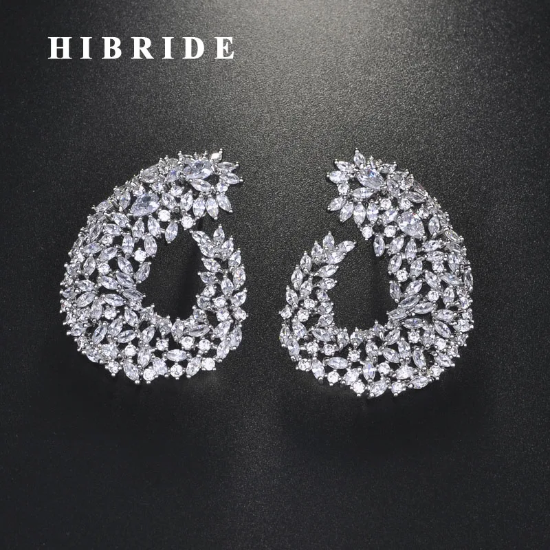 Женские серьги гвоздики с квадратным вырезом HIBRIDE из чистого кубического