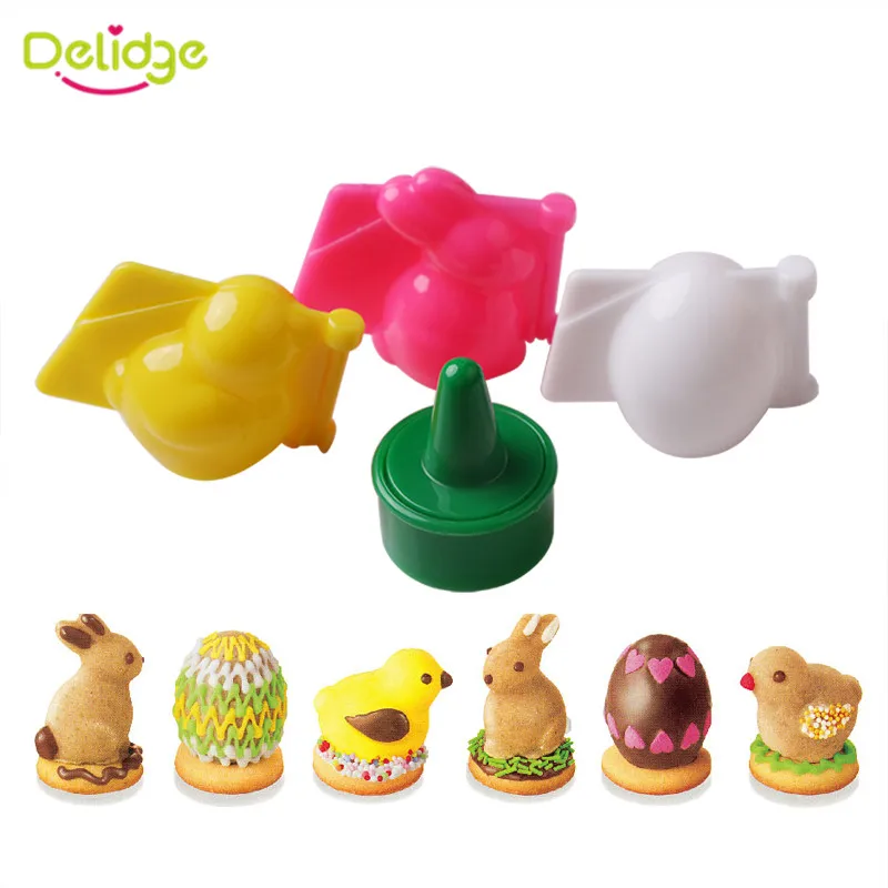 Delidge 4 шт./компл. Пластиковая форма для помадки в виде животных 3D резак печенья