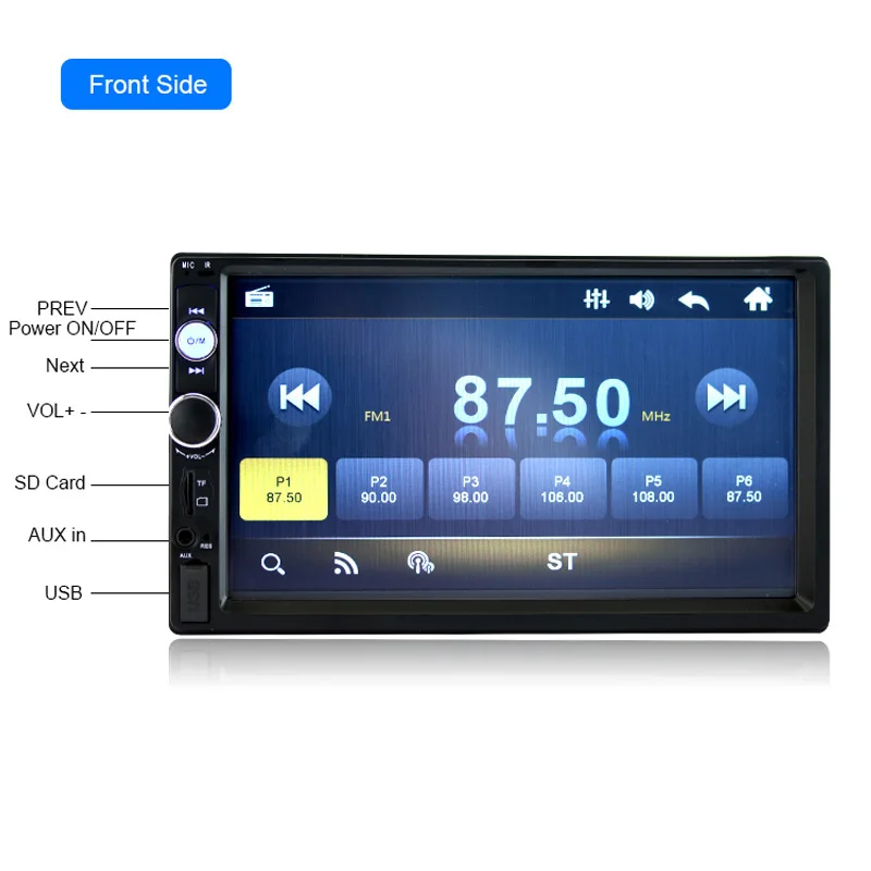 2 Din HD 7 дюймов Сенсорный экран стерео Bluetooth Акар аудио автомобиля Радио Стерео