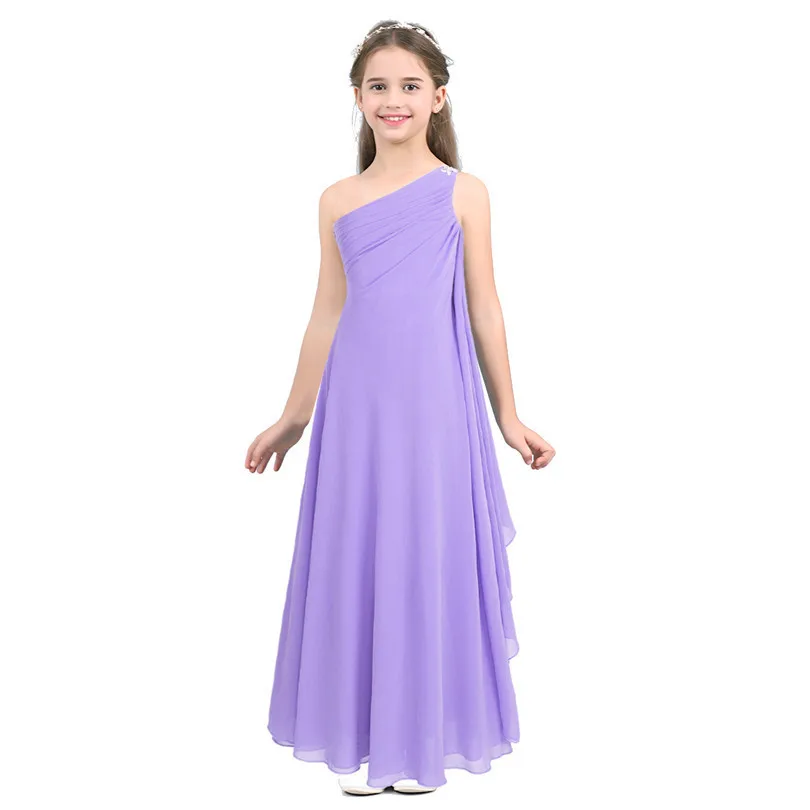 IEFiEL/Детское платье с цветочным узором для девочек Vestidos, шифоновое на одно плечо, со стразами, вечерние платья для первого причастия, летние торжественные платья