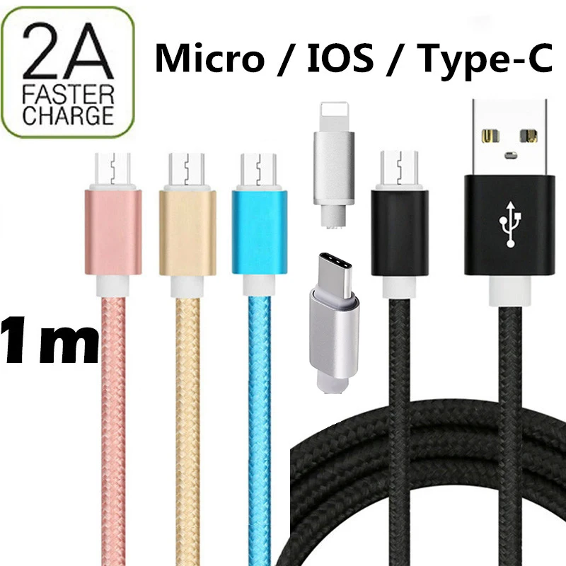 Тип C usb кабель Android данных мобильного телефона для быстрой зарядки длиной 1 м iPhone