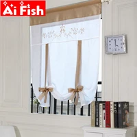 kitchen short curtains embroidered roman blinds floral lifting curtain grey sheer panel tulle window treatment for door 40