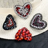 3d handmade rhinestone heart beaded patches sew on sequin patch for clothing beading applique cute patches for diy