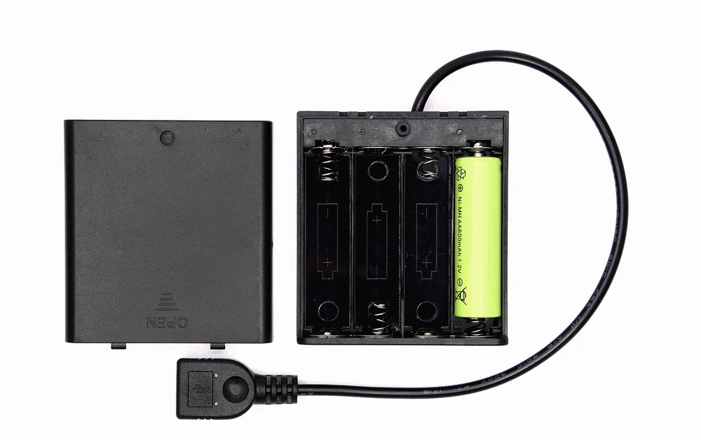 4 шт. AA батарейный отсек крышка с выключателем и USB мама для USB 5 В светодиодный шнур и Светодиодная лента портативный источник питания