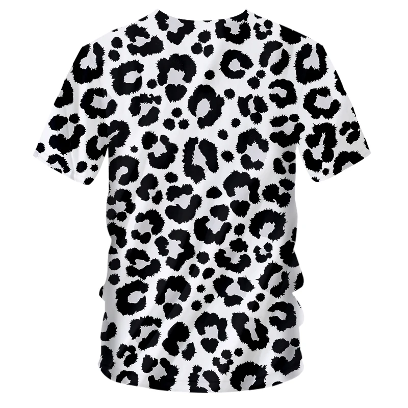 OGKB Мужская футболка с круглым вырезом и 3D принтом в виде снежного леопарда
