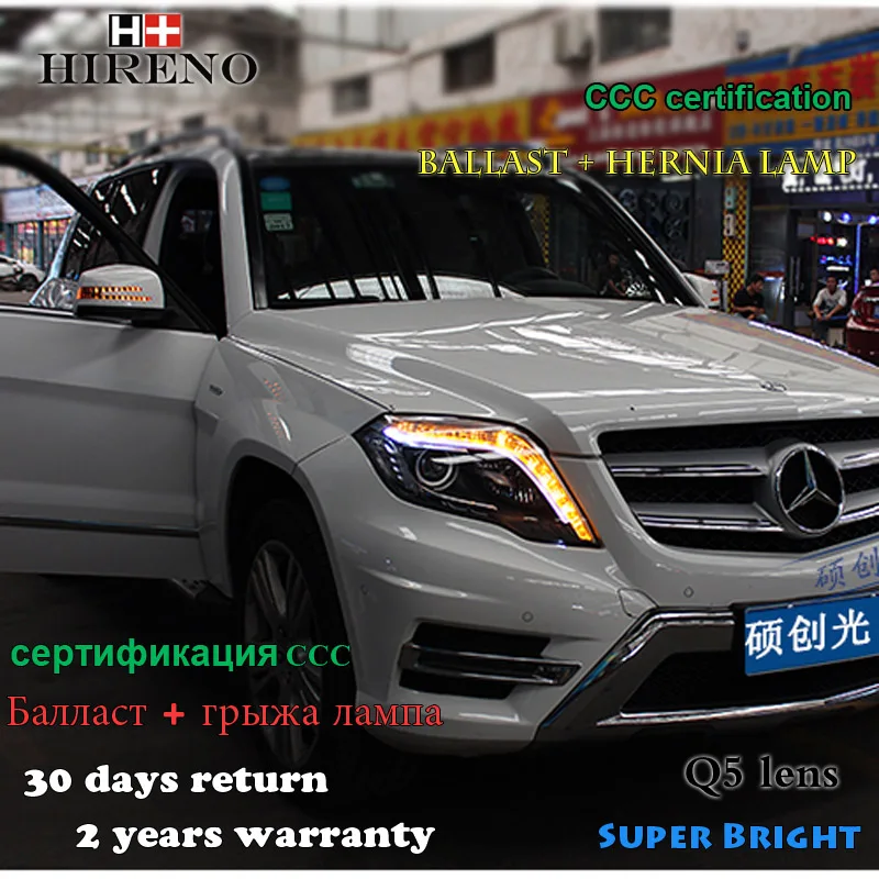 Hireno фары в сборе для Mercedes Benz GLK300 GLK260 GLK200 светодиодный DRL Объектив двойной луч HID Xenon