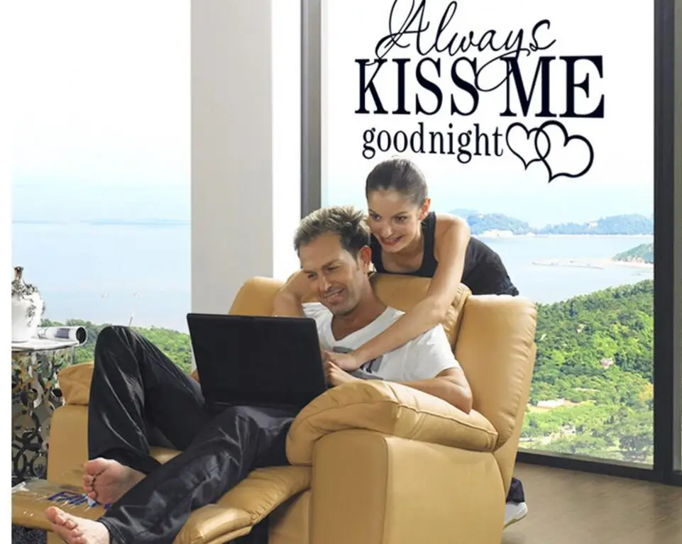 Фотообои с надписью Always Kiss me Good Night|Наклейки на стену| |