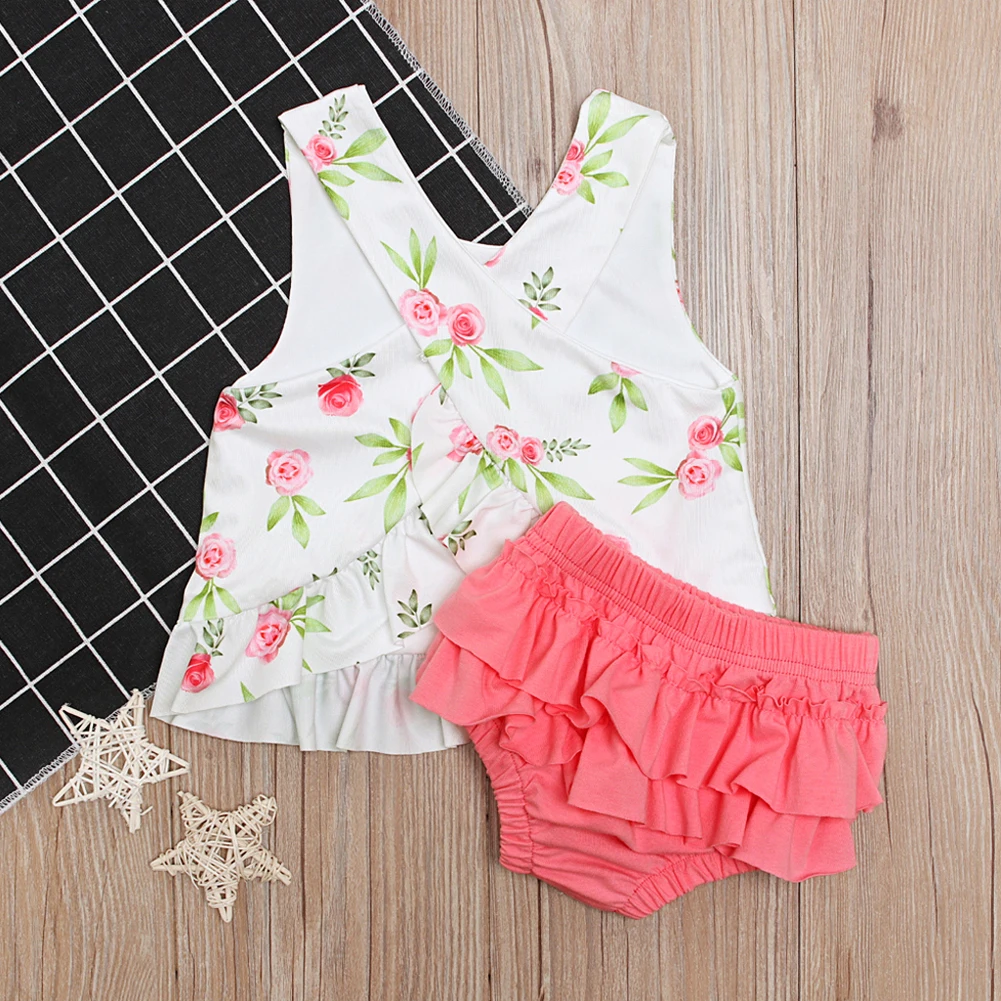 Коллекция 2019 года новая летняя одежда для маленьких девочек Милая с цветочным