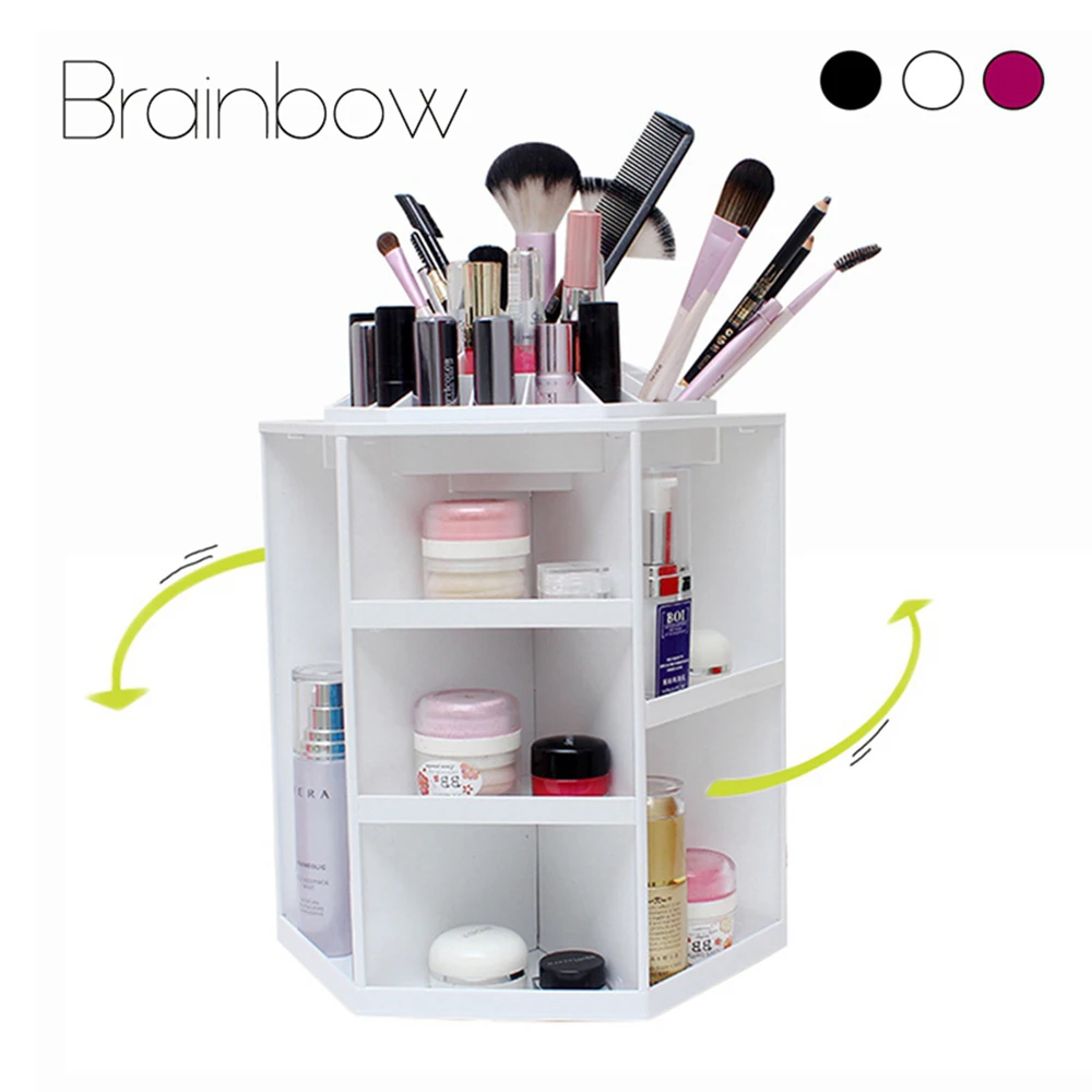 Brainbow вращающийся на 360 градусов Органайзер для макияжа Многофункциональные ювелирные изделия Косметические кисти для губной помады органайзер для макияжа пластиковое хранение