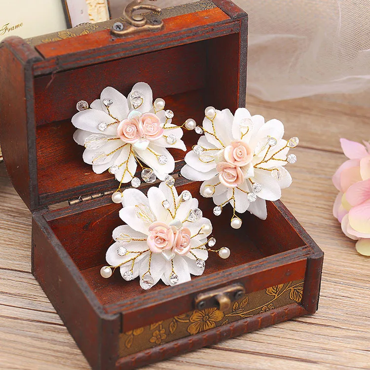 Зажим для волос ручной работы с цветами из глины 3 шт. женский головной убор яркая