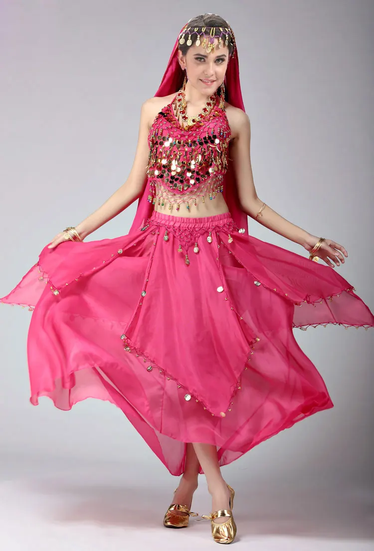 Костюм для танца живота 3 шт. цыганский костюм с монетами Египетский танцевальный