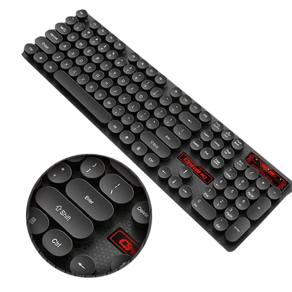 Backlit Gaming Keyboard Steampunk Retro Round/Square Keycap USB Wired Glowing Metal Panel Laptop Computer | Компьютеры и офис