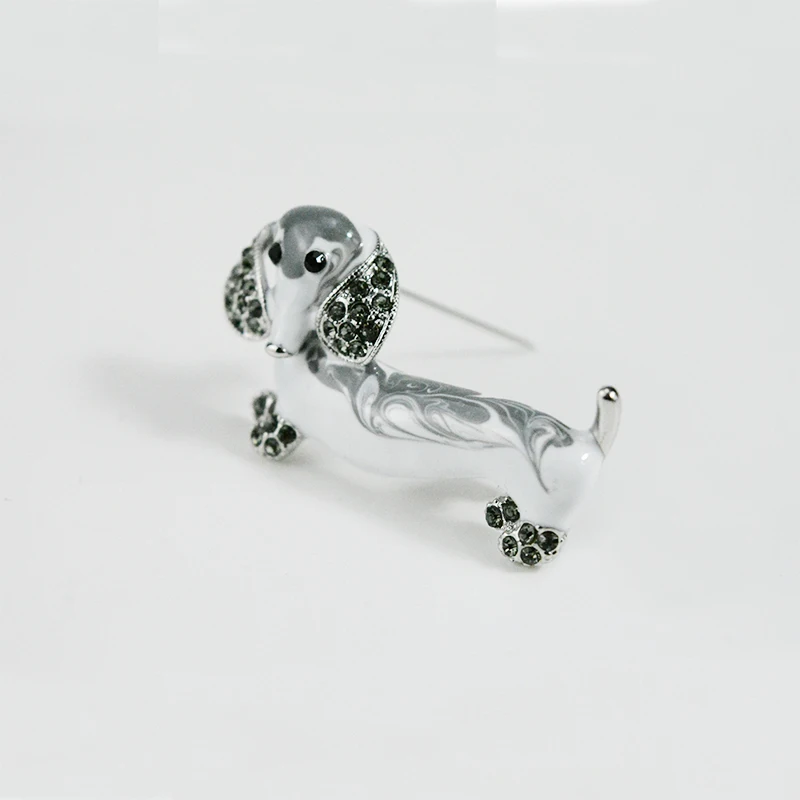 ALenno Cute Enamel Rhinestone Dachshund Dog Brooch Decorative Pins Badges On The Clothes Scarf Bag Accessories Women Jewelry | Украшения и