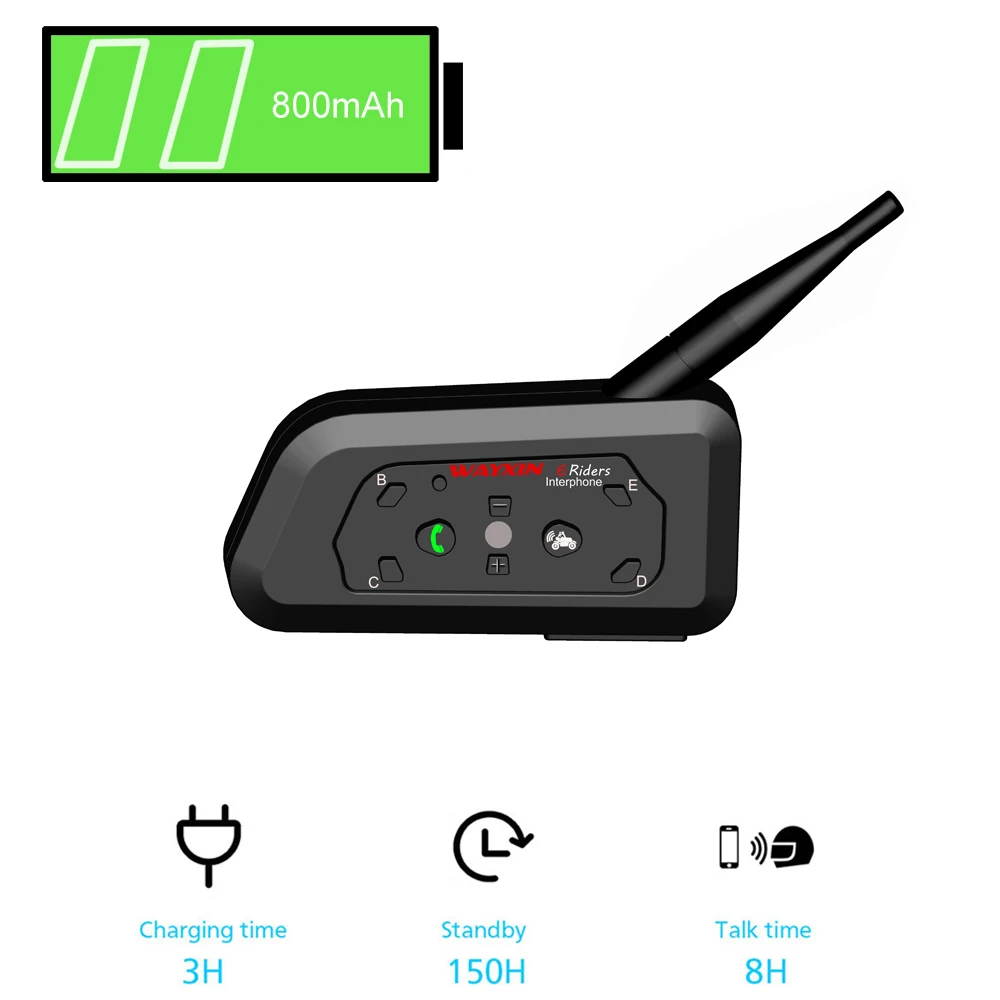 WAYXIN мотоцикл Bluetooth домофон 2 шт шлем домофон до 6 всадников 1200 м беспроводной водонепроницаемый переговорные гарнитуры R6
