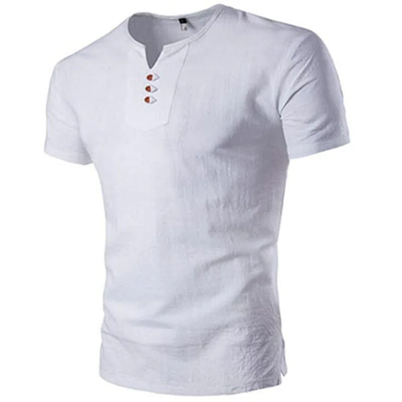 Мужская брендовая футболка из льняной ткани летняя новая модная повседневная