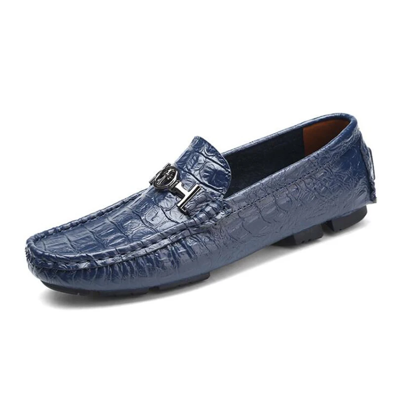 （38-50）Genuine Leather Men's Peas Shoes Large Size Casual Boat Gold-plated Metal Decoration Loafers For Male | Обувь