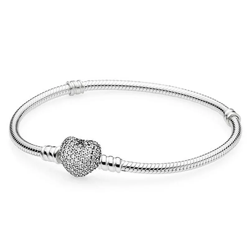 Heart Silver Boosbiy Роскошная обувь с украшением в виде кристаллов Сердце Форма застежка цепь змейки браслет шарма подходит бренд Браслеты идеальный вариант для девочки/мальчик "сделай сам" для изготовления ювелирных украшений SA28 - Окраска металла: Heart Silver