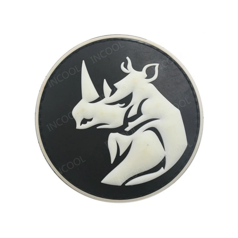 Фото Rhino Head PVC Patch Tactical Military Hook Patch Rhinoceros Rubber Patches Armband Combat Badges For Clothing Backpack №3