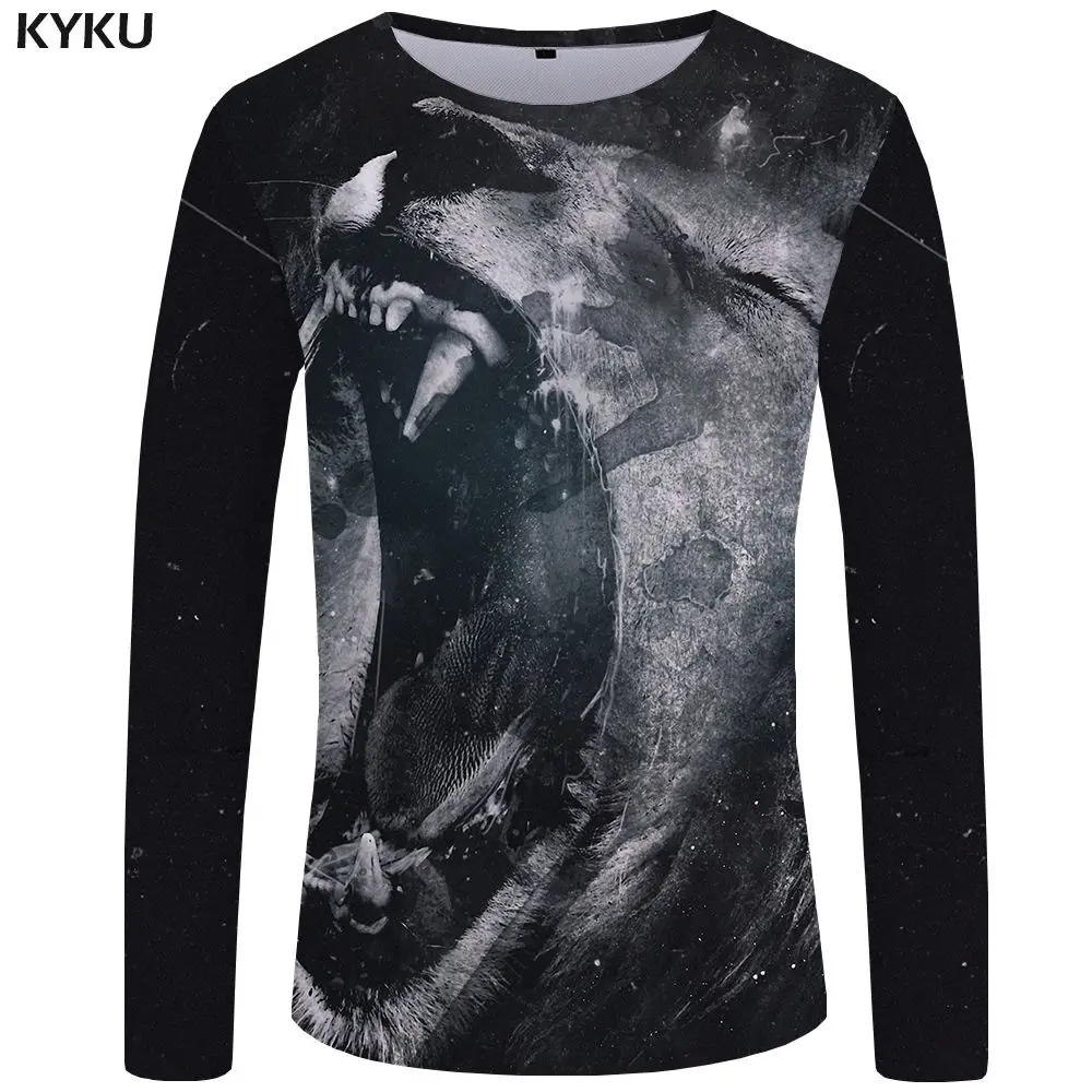 3d t shirt 14 KYKU Тигр Футболка Для мужчин длинная рубашка с рукавами механические забавная футболка s в стиле панк Футболка с принтом Футболка с изображением рок-животного 3d футболка классная Повседневное - Цвет: 3d t shirt 14