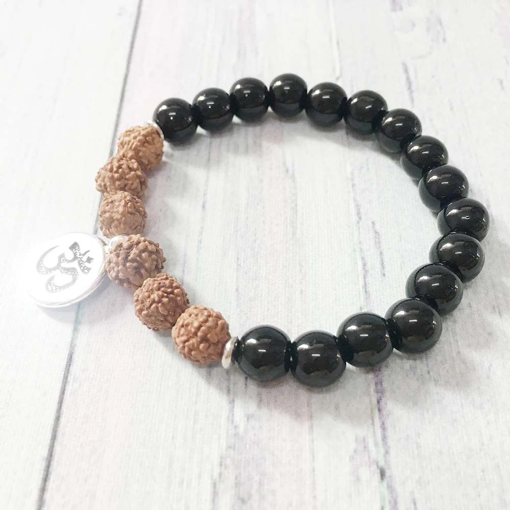 Ruberthen 2017 Новый дизайн класса черный камень Rudraksha браслет Высокое качество оникс