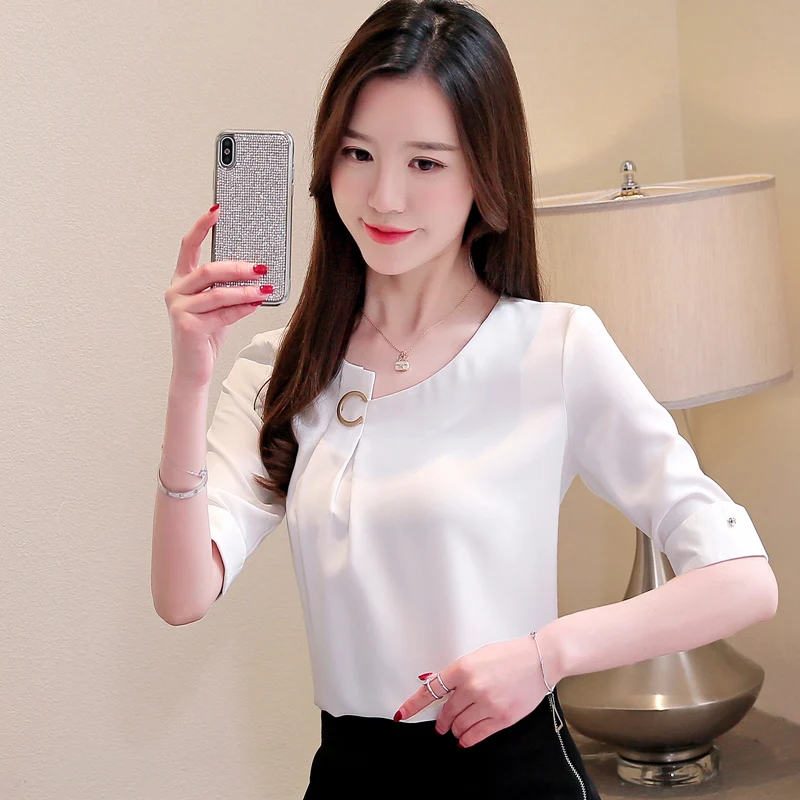 summer women blouses 2019 short sleeve chiffon blouse shirt shirts plus size tops womens and 3755 50 | Женская одежда