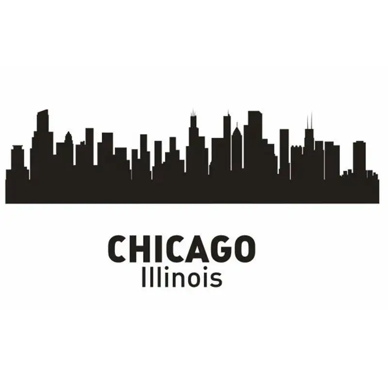 

CHICAGO City Decal Landmark Skyline Wall Stickers Sketch Decals Poster Parede Home Decor Sticker
