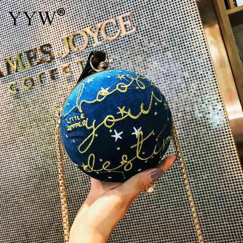 

Круглая сумка из шерстяной ткани, Женский вечерний клатч, женская сумка через плечо с цепочкой, модные мини-сумки с буквенным принтом для де...