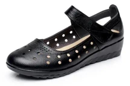 Летняя модная обувь женские босоножки из натуральной кожи коровьей на танкетке с