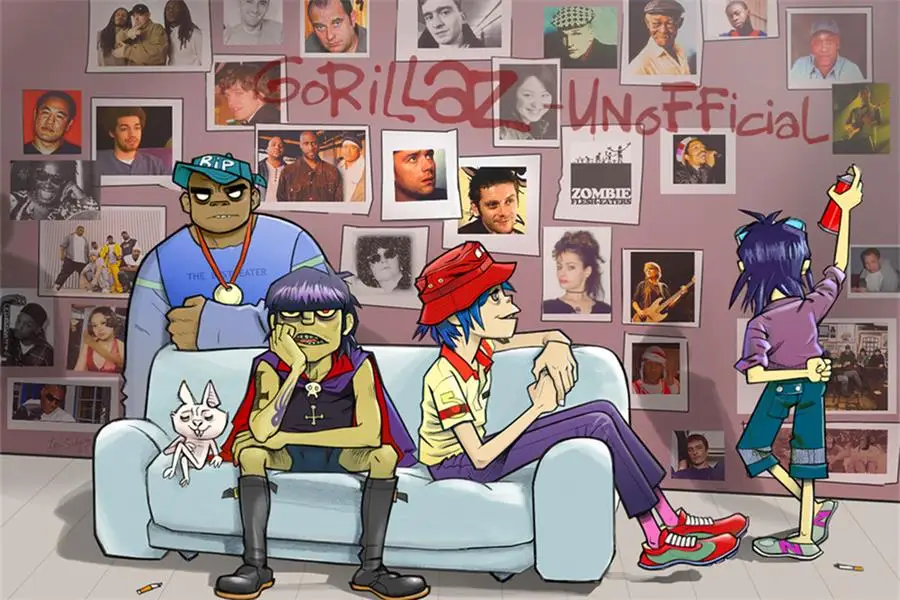На заказ на холсте художественные Gorillaz плакат Группа настенные Стикеры s обои с