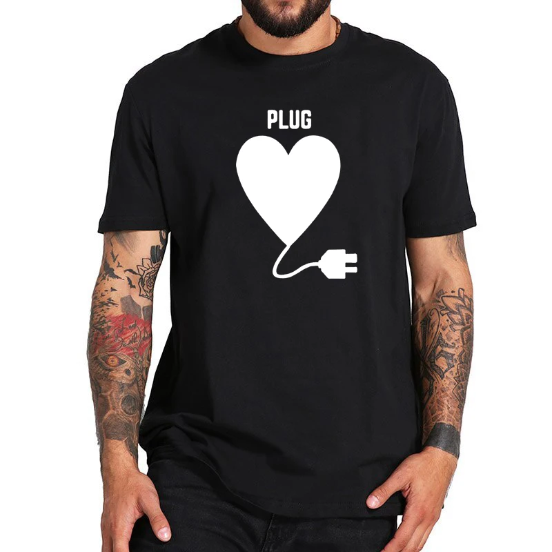 Футболка для пары Love Plug and Play мужа жены забавная одежда женщин и мужчин влюбленных
