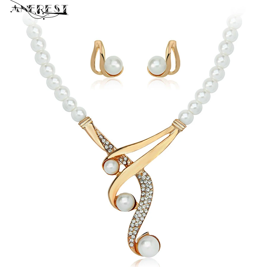 Винтажные Роскошные обручальные ювелирные наборы для женщин бижутерия жемчугом