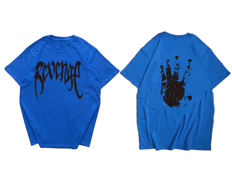 4Royal blue Футболка Revenge, удобная повседневная футболка в стиле хип-хоп, Homme, хлопковая хипстерская футболка с буквенным принтом, топ, американский размер,, рэппер, Xxxtentacion - Цвет: 4Royal blue
