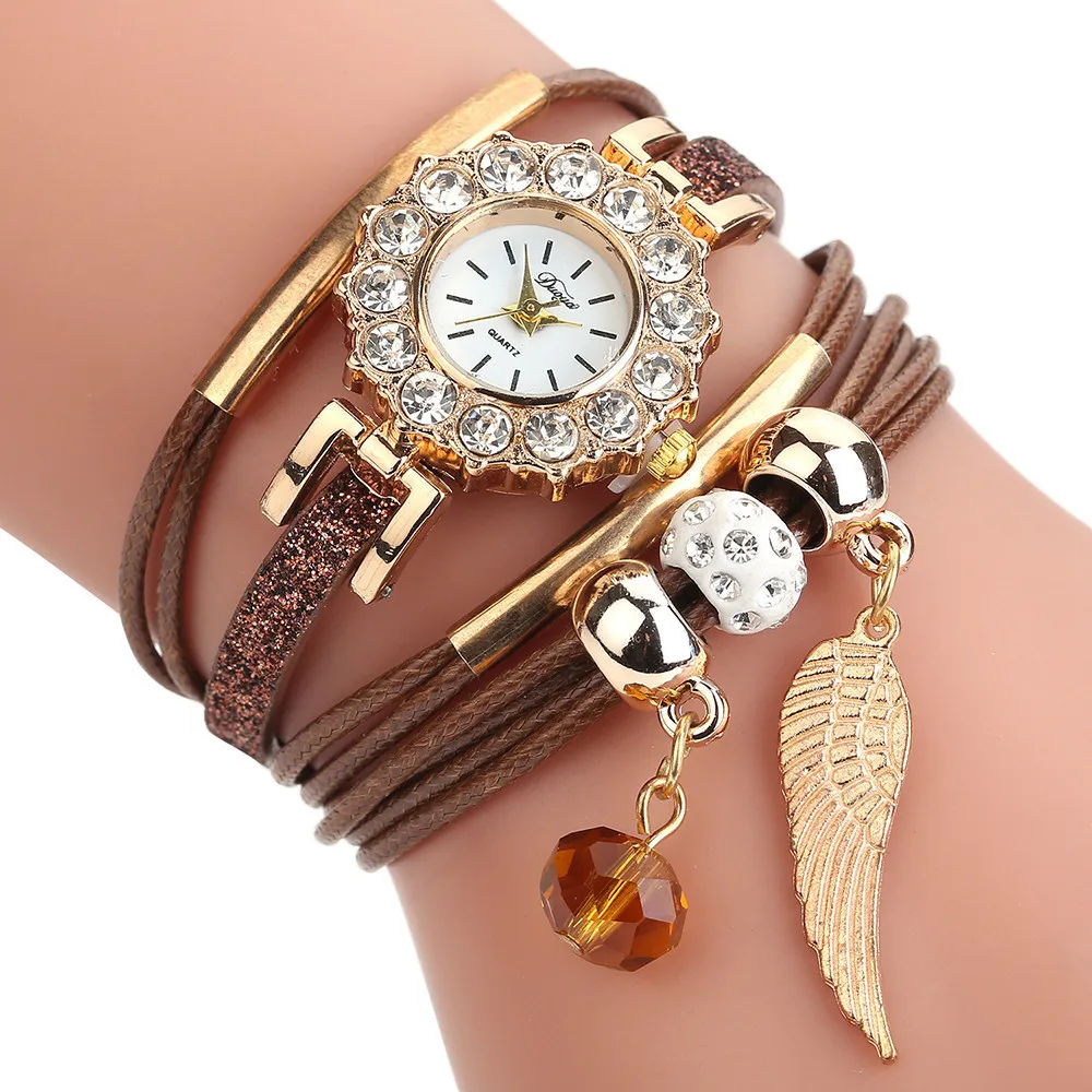 GEMIXI Women Watches Popular Quartz Watch Luxury Leather Band Bracelet Flower Gemstone Wristwatch dropship | Наручные часы