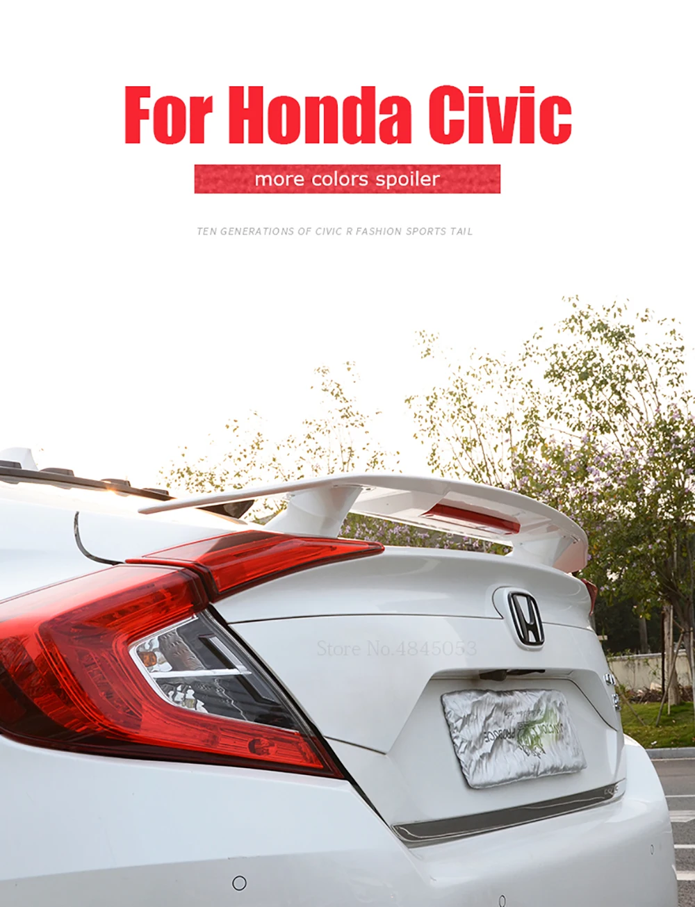 AITWATT Подходит для Honda Civic спойлер из углеродного волокна ABS пластик черный цвет задний спойлер задний багажник губы крыло автомобиля Стайлинг
