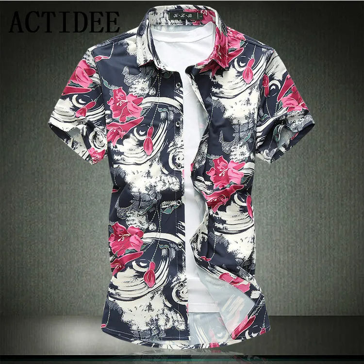 Мужская Повседневная рубашка с принтом коротким рукавом большие размеры M 4XL 5XL 6XL