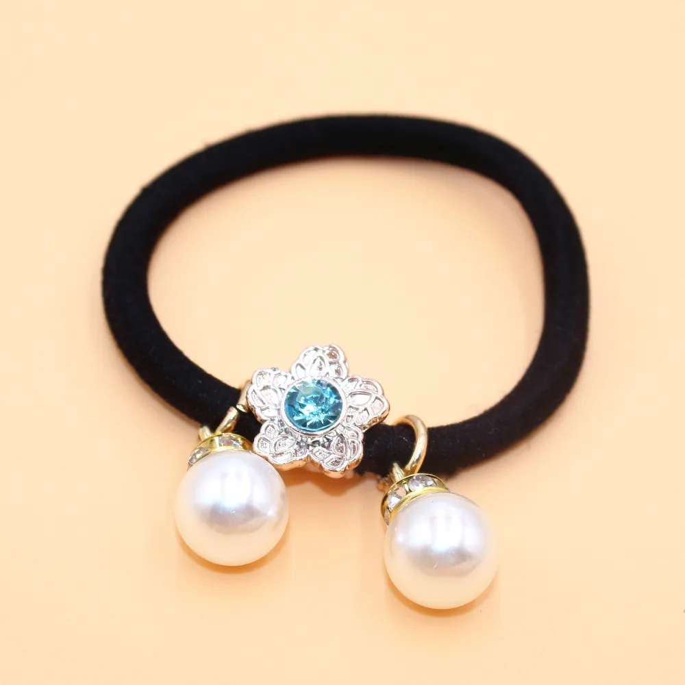 2 шт./партия бесплатная доставка модная жемчужная черная резинка для волос