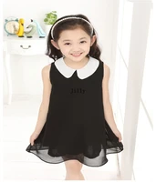 free shipping new 2020 summer girl party pleated chiffon one piece dress with paillette collar children colthes for kids 6colors