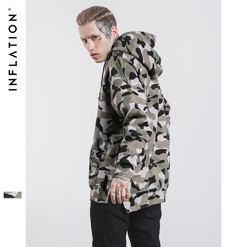Инфляции Camo Hoodie Для мужчин модные толстовки с капюшоном оригинальный бренд